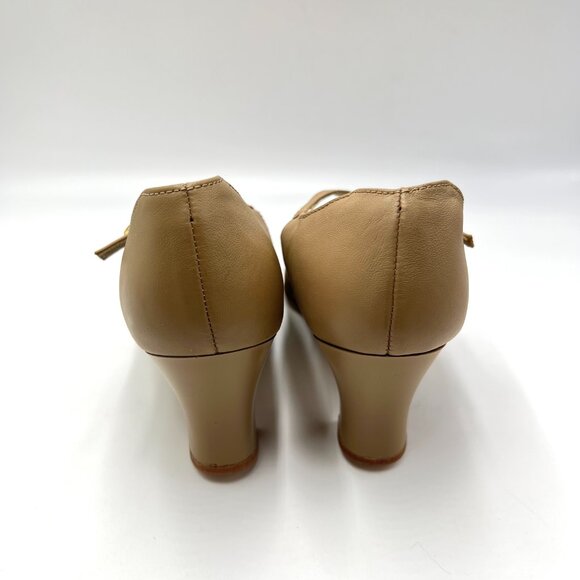 7.5W 7.5‎ WIDE WIDTH Capezio 650 Student Footlight Tan Leather Dance Heels Shoes - Picture 5 of 12